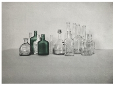 Risograph print of found liquor bottles