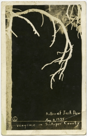 Ken Gonzalez-Day Vengeance in Siskiyou, Lynching of Clyde Johnson, Yreka, CA, 1935 Erased Lynchings Set III, 2006-2019 Archival injet print on rag paper mounted on cardstock 6 x 4.5 in.