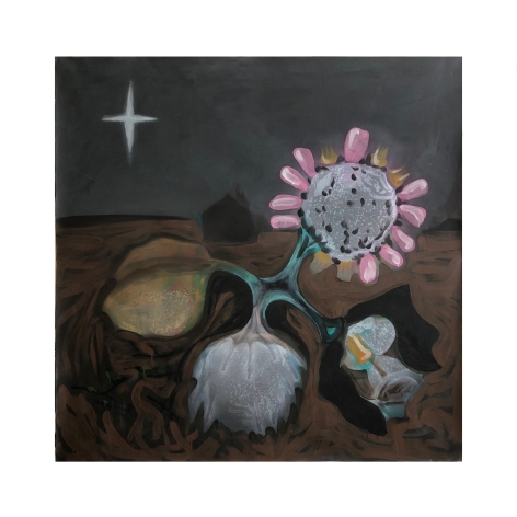 Nancy Evans, Fleurs du mal (Evil Flower), 2018, Acrylic and silkscreen on canvas, 64 x 64 in.