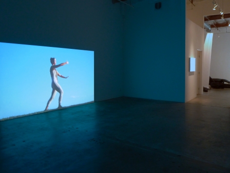 Installation view of Antonia Wright's Be video