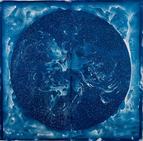 Lia Halloran Horsehead Nebula, after Williamina Fleming, 2016  Cyanotype print, painted negative on paper 40 x 25 in.