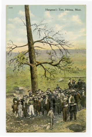 Ken Gonzalez-Day Hangman's Tree, Lynching of Arthur L. Compton & Joseph Wilson, Helena, MT, 1870 Erased Lnychings Set III, 2006-2019 Archival injet print on rag paper mounted on cardstock 6 x 4.5 in.