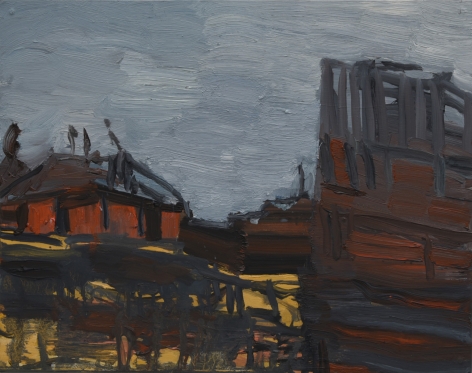 Roya Farassat, Across the Bridge, 2020, Oil on gessobord, 11 x 14 in.