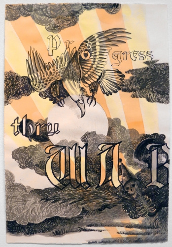 Miyoshi Barosh
Progress Thru War (eagle), 2006
Watercolor, ink, graphite on paper
22 x 15 in.