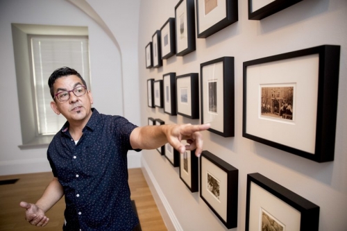 Ken Gonzales-Day with his&amp;nbsp;Erased Lynchings&amp;nbsp;(2000-2020) at the Smithsonian National Portrait Gallery. Credit&amp;nbsp;Andrew Harnik, AP Photo.