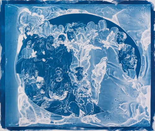 Lia Halloran
Conference, 2017
Cyanotype print, painted negative on paper
45 x 54 in.